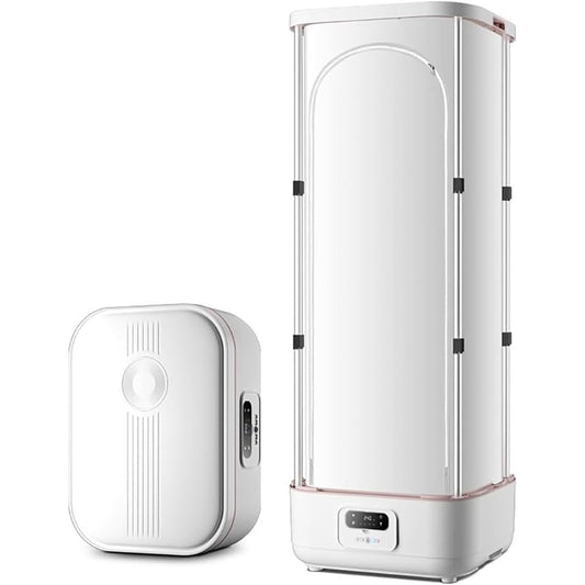 GJBMXSM 900W Automatischer Klappbar Vertikaler Dampftrockner,Mit Fernbedienung/Integrierter Aromatherapie-Box,Wäschetrockner Elektrisch Tragbarer,Für Kleidung Und Stoffe,Entfernt Schnell Falten